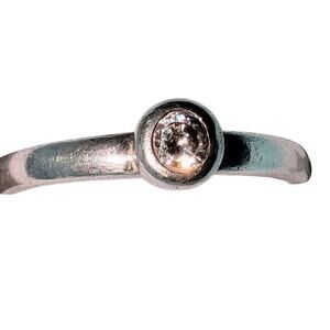 925 Sterling Silver Bezel Ring Lavender Round Stone Size 6.5 Stamped C10 Dainty